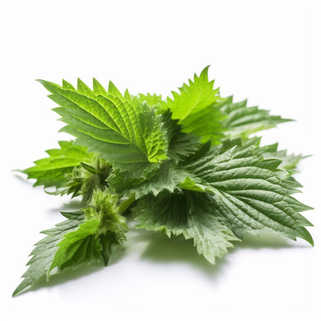 nettle leaves isolated on white background. AI generated contentの素材