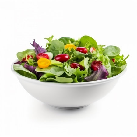salad in a white bowl isolated on white. AI generated contentの素材
