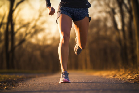 person running outside close up. AI generated contentの素材