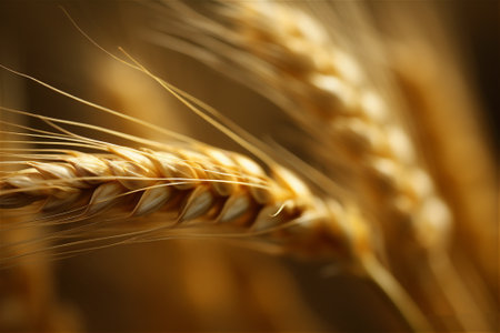 young wheat close-up macro in sunlight . AI generated contentの素材