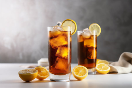 long island iced tea in glasses on a table. AI generated contentの素材