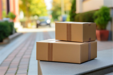 Brown paper box, delivered parcels. AI generated contentの素材