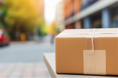 Foto de Brown paper box, delivered parcels. AI generated content - Imagen libre de derechos