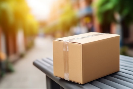 Brown paper box, delivered parcels. AI generated contentの素材