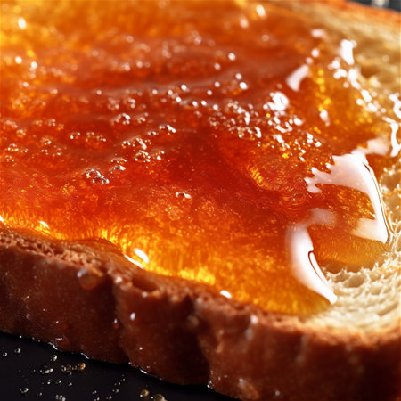 Macro of a toast with jam. AI generated contentの素材