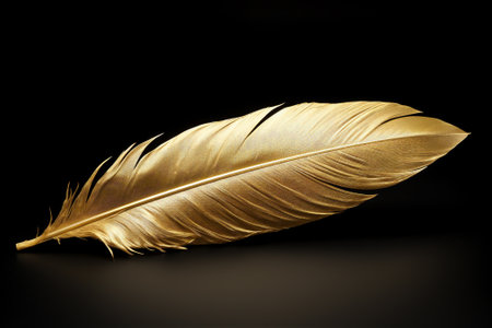 close up of a golden featherの素材