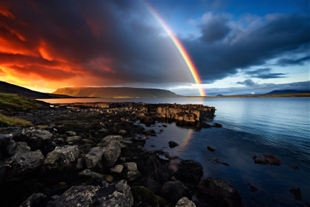 scenic view of rainbow outsideの素材