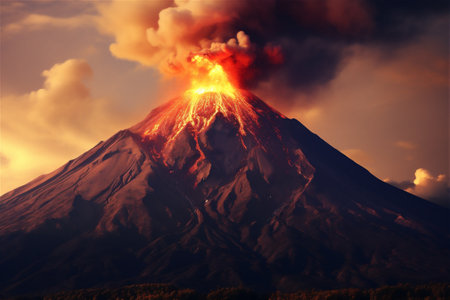 Lava going down the Volcanoの素材