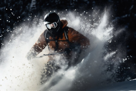 Skiing. Jumping skier. Extreme winter sports.の素材