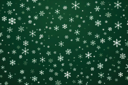 snowflakes on green backgroundの素材