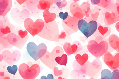 pink and blue hearts background in watercolorの素材