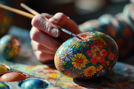 hand painting egg for Easterの素材