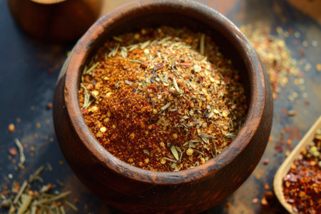 baharat seasoning in a bowl on a tableの素材