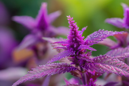 Amaranth flowers growing outsideの素材
