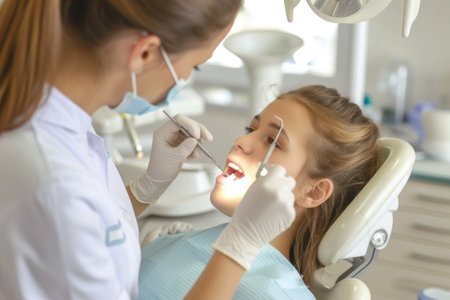 dentist and her patient, dental check upの素材