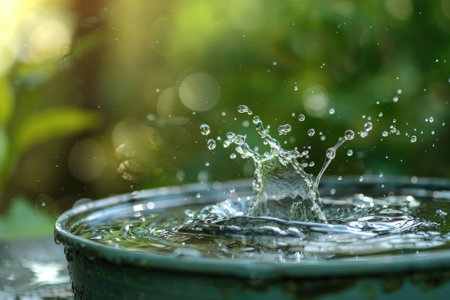 clean water dripping into a bucketの素材