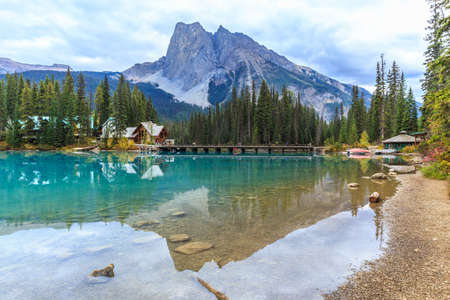 Emerald Lake in Yoho National Park, British Columbia, Canadaの写真素材