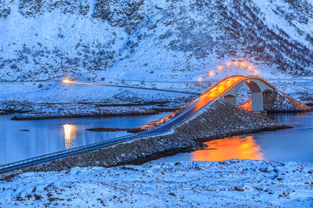 Bridge in Lofoten Islandsの写真素材