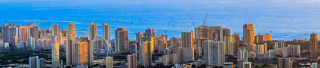 View to Honolulu from Tantalus Lookout at sunset, Oahu, Hawaii