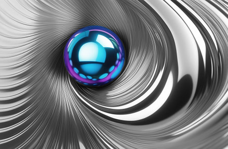 Outstanding blue ball, sphere inside metal vessel.の写真素材