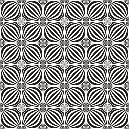 Seamless background in black and white. Optical illusion with geometric drawing.のイラスト素材