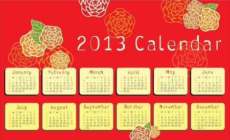 2013 calendar with floral ornamentsのイラスト素材