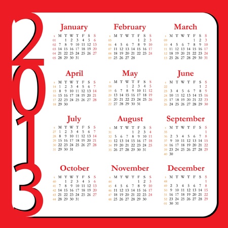 Calendar for Year 2013のイラスト素材