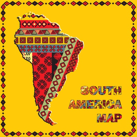 South America map with ethnic ornamentsのイラスト素材