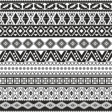 Tribal seamless pattern - aztec black and white backgroundのイラスト素材