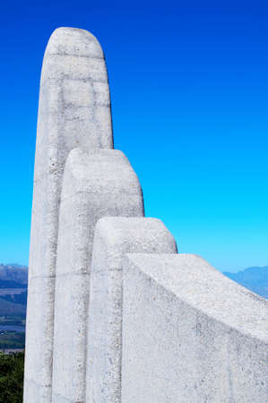 Afrikaans Language Monument shot on blue sky background in Paarl, Western Cape, South Africaの写真素材