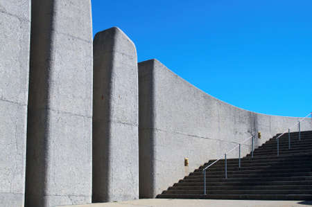 Stairs next to Afrikaans Language Monument shot on blue sky background in Paarl, Western Cape, South Africaの写真素材