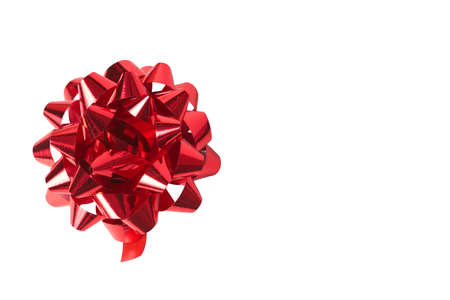 Red bow isolated on white background with copy spaceの写真素材