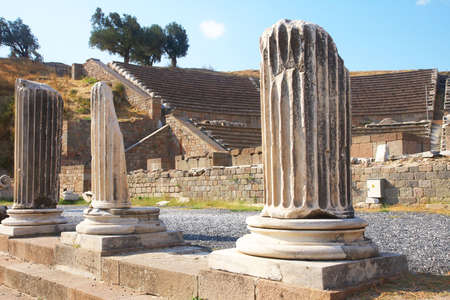 Ruins of healing temple Asklepion in ancient city of Pergamon, Turkeyの写真素材