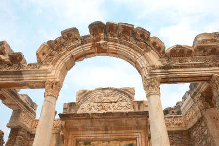 Temple of Hadrian in ancient city of Ephesus, Turkeyの写真素材