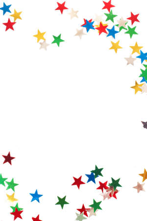 Colorful Christmas stars isolated on white background with copy space. の写真素材