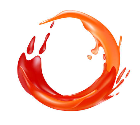 Volumetric vector illustration. Round splash of orange juice.のイラスト素材