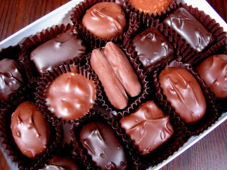 Box of chocolates, closeup