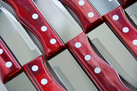 Steak knives in a patternの写真素材