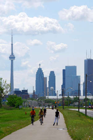 Toronto city skyline with recreation trailのeditorial素材