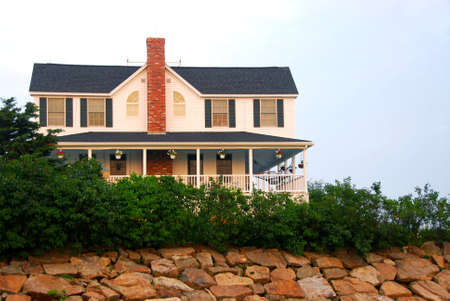 House on ocean shore in Perkins Cove, Maineの写真素材