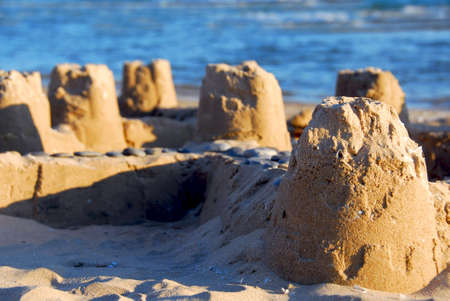 Sand castle on a beachの写真素材