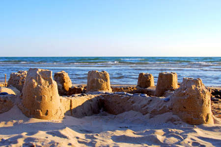 Sand castle on a beachの写真素材