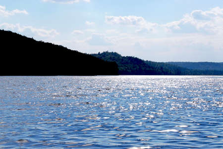 Sparkiling blue lake in Algonquin provincial park, Canadaの写真素材