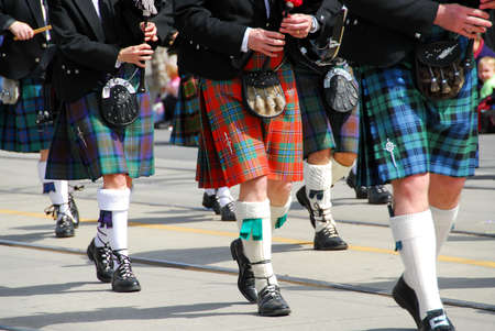 Scottish marching band at city paradeの写真素材