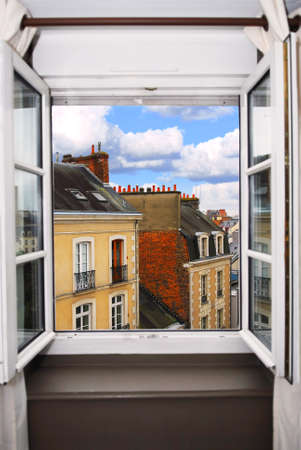 View from the open window in Rennes, France.の写真素材