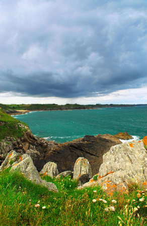Summer lansdcape of Atlantic coastline in Brittany, France
