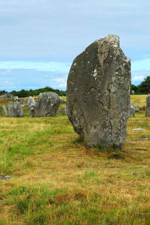 Prehistoric megalithic monuments menhirs in Carnac area in Brittany, Franceの写真素材