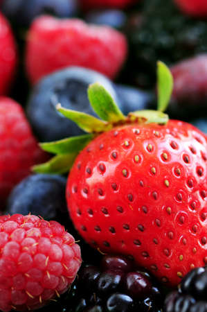 Background of assorted fresh berries close upの写真素材