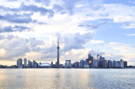 Toronto city waterfront skyline in late afternoonのeditorial素材