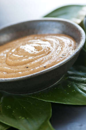 Natural body care green tea scrub closeupの写真素材